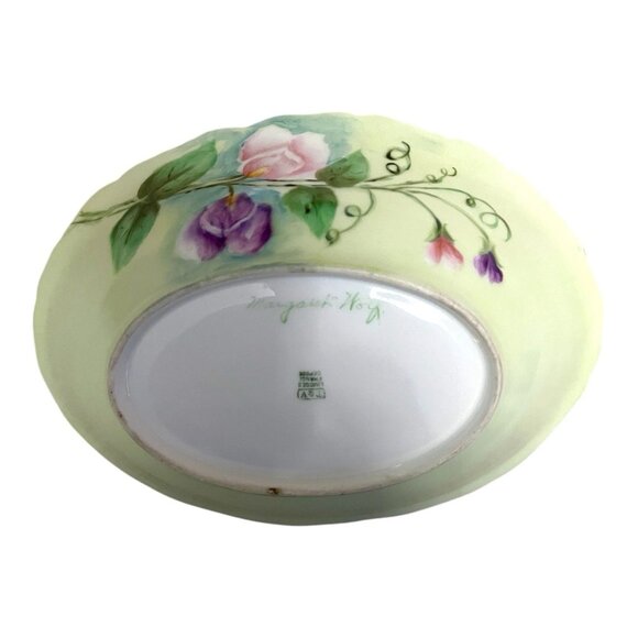 Signed Margaret Wolf T&V Limoges France Hand-Painted Antique Floral Bowl – Gold - Picture 6 of 8